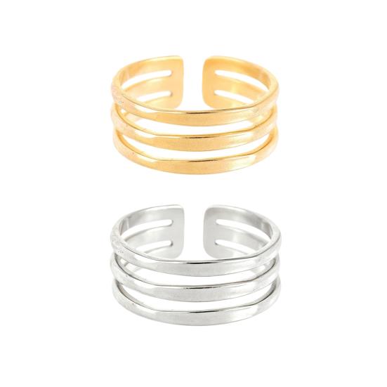Thumb Ring Geometric Lines Shape Adjustable Opening Design Finger Ring Stainless Steel Finger Band Versatile Jewelry