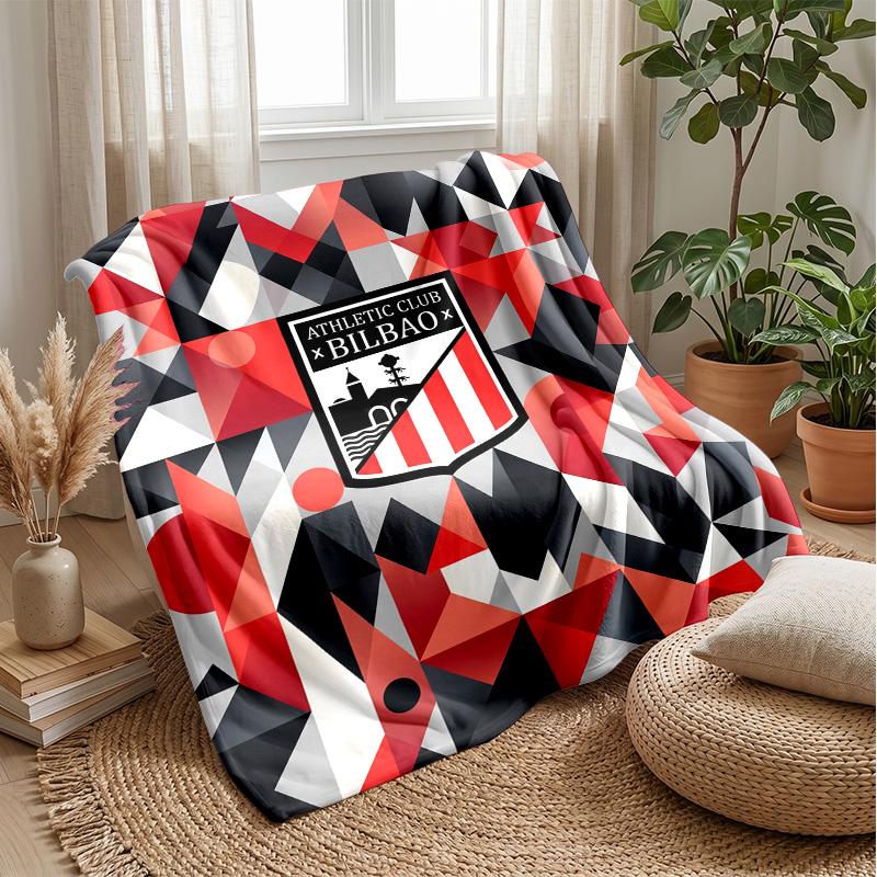 Athletic Bilbao Football Print Flannel Blanket, Soft Warm Lightweight Throw Blanket for Sofa Bed Camping