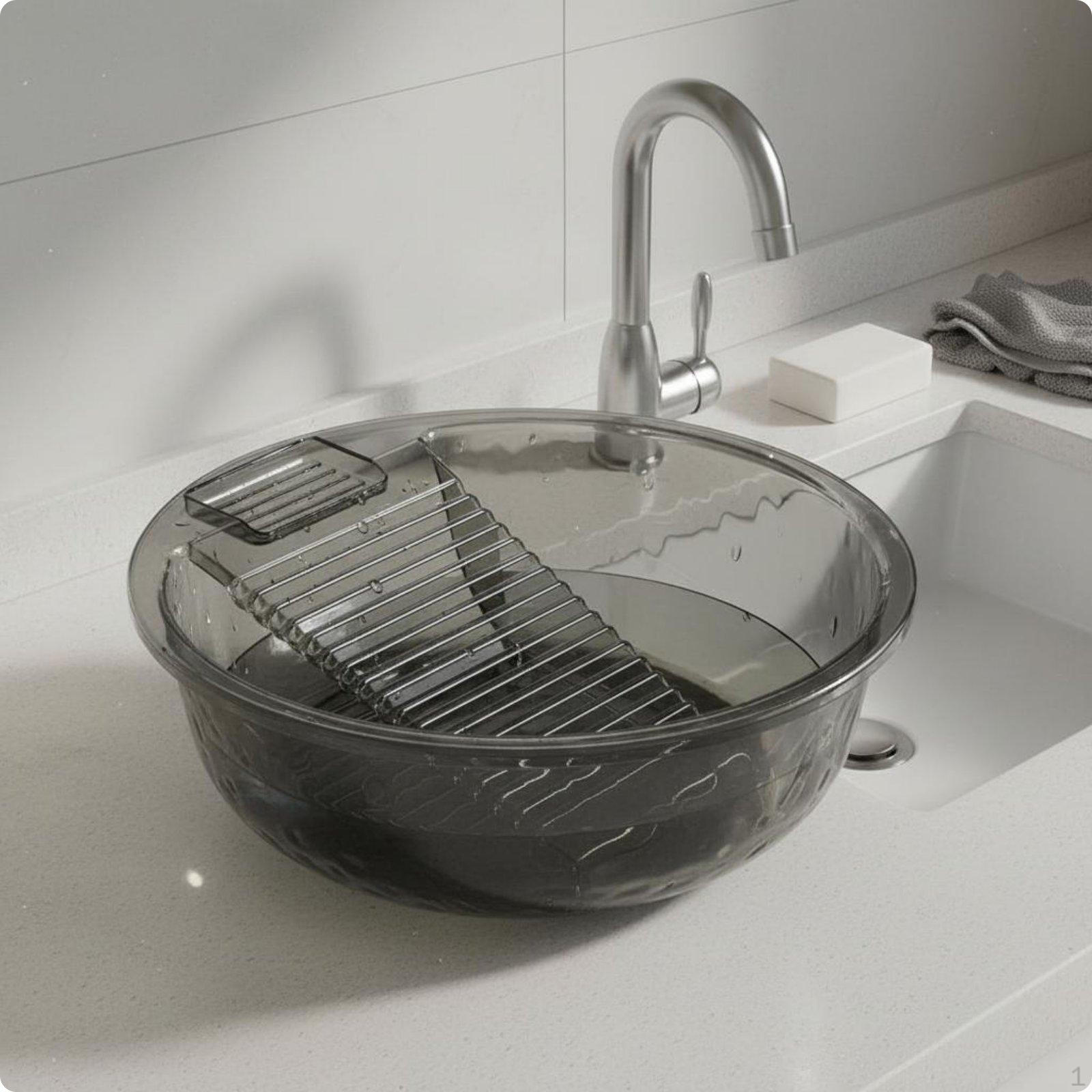 Laundry Basin with Ribbed Washboard Builtin Wash Tub Board Large Washing for Small Pet Wash Basin