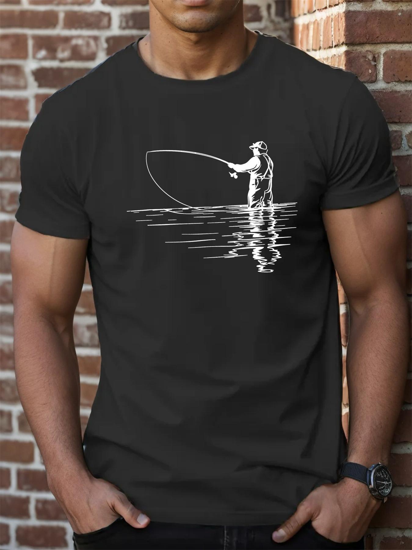 

Men s summer 100 cotton fashionable casual loose plus size reflection fishing printed round neck short sleeved T-shirt top S разноцветный