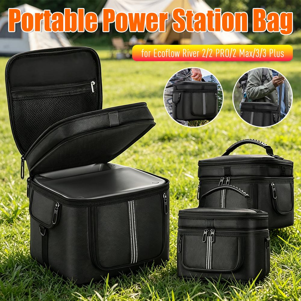 Portable Power Station Bag Anti-drop Travel Storage Bag with Shoulder Strap Handle for Ecoflow River 2 Pro/River 2 Max//3/3 Plus