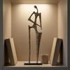 Abstract Human Sculpture Elongated Standing Figure Ornament Marble Base
