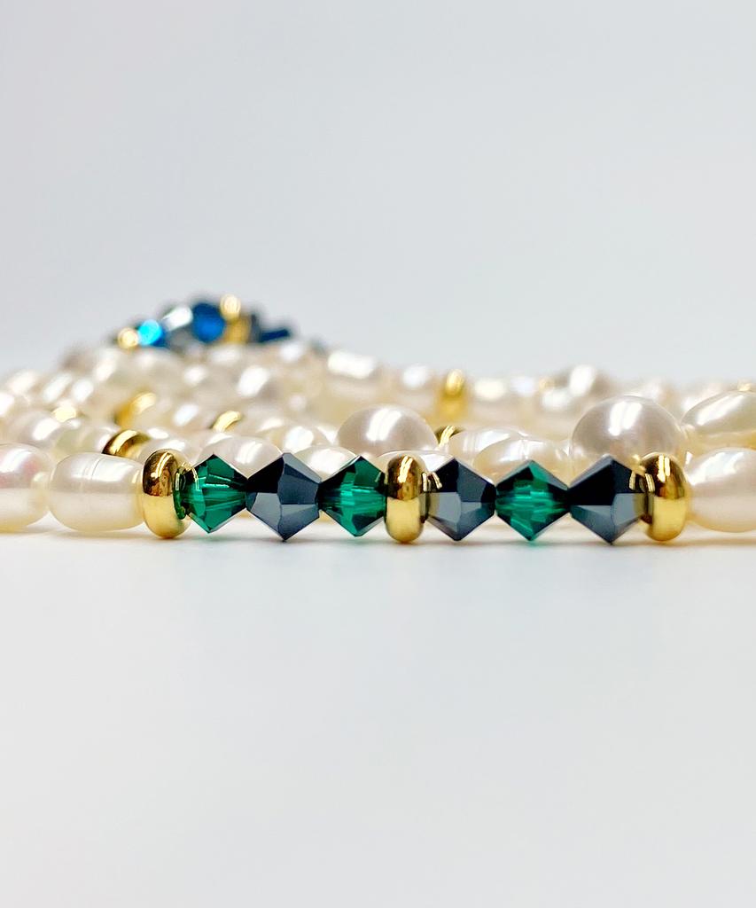 Kudos Freshwater Pearl + Crystal Bead Necklace