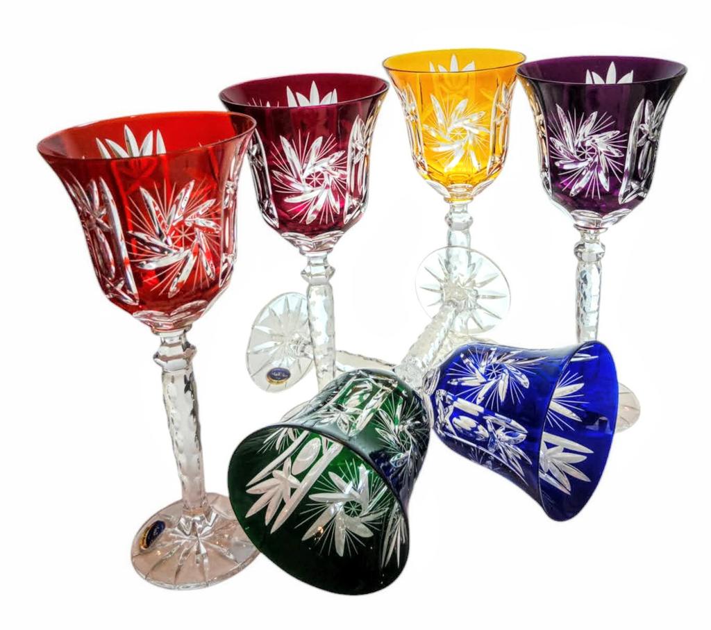 Colorful Crystal Wine Glasses 280ml Olive Grinder