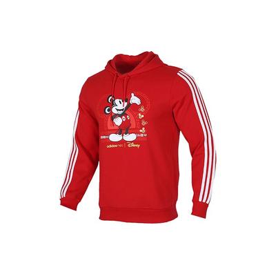 adidas Neo X Disney İşbirliği Yılbaşı Özel Sürüm Mickey Elemanlı Spor Kapüşonlu Sweatshirt Erkek Kapüşonlu Açık Kırmızı GE7767