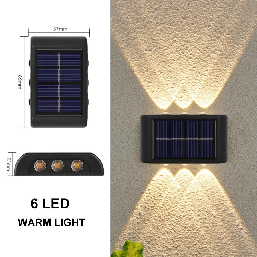 4/6/8/10LEDs Solar Wall Lamp Yard Street Decor Light Outdoor Waterproof Up and Down Luminous Lighting Garden Landscape Lamp