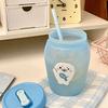 Seal Print Straw Cup Food Grade PP Water Bottle Durable Tumbler