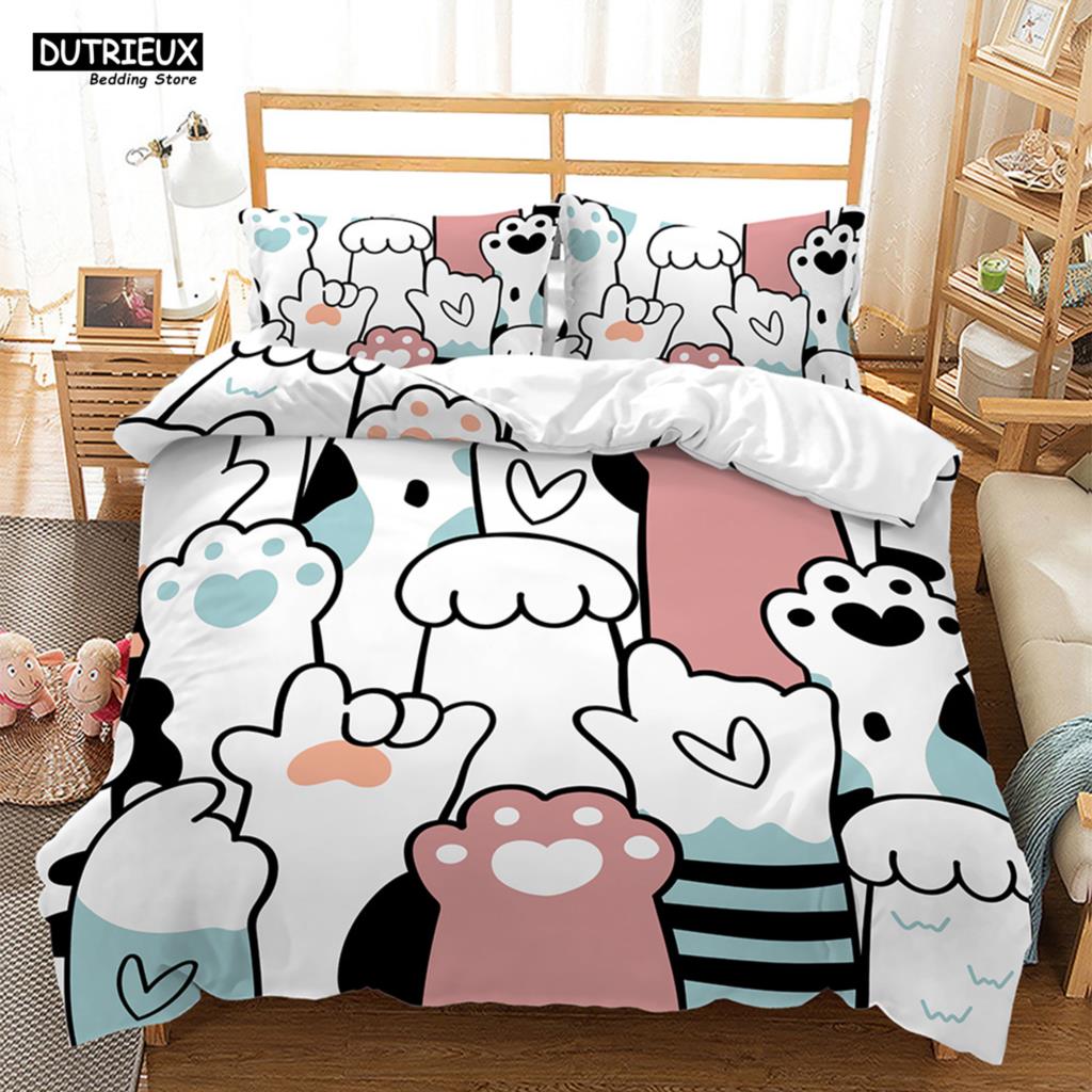 3D Cartoon Pigs Cats Bedding Set Cute Animals Duvet Cover Double Queen King Twin Full Size Kids Girls Polyester Duvet Cover Set