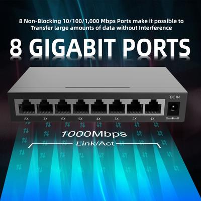 5/8 Ports Gigabit Ethernet Switch 10/100/1000Mbps Internet Splitter Network Hub , RJ45 Hub Auto MDI/MDI-X Switch Unmanaged