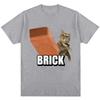 Funny Cat Throwing Brick Meme Graphic Tshirt Unisex Unisex Fashion Humor Harajuku Summer Casual Short Sleeved Unisexs Clothing Tops