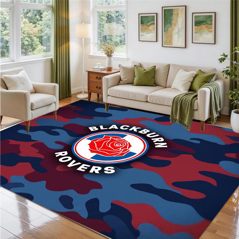 Blackburn Rovers Football Design Crystal Velvet Rug Soft Decorative Mat for Bedroom Entrance