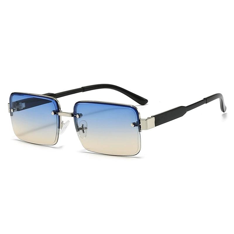 Korean Fashion Aviator Sunglasses For Men And Women Metal Small Square Frame Gradient Lens Shades Glasses Outdoor UV Resistance