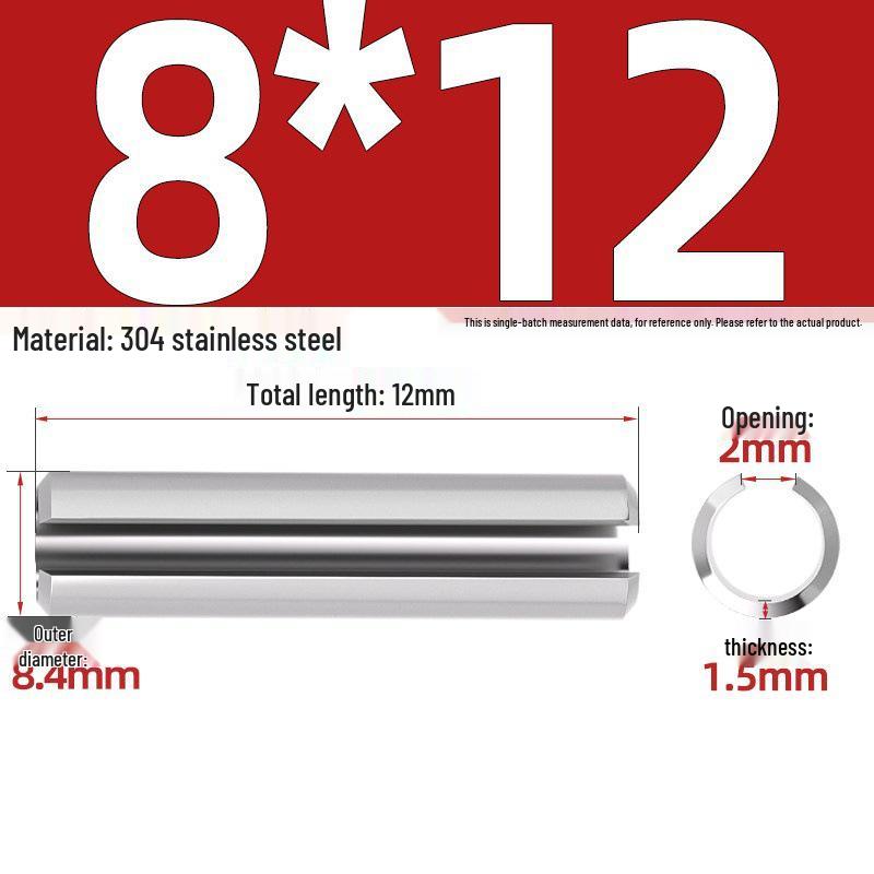 304 Stainless Steel Slotted Spring Pin, Cylindrical Shaft Pin, Locating and Hollow Pin (M5-M12)