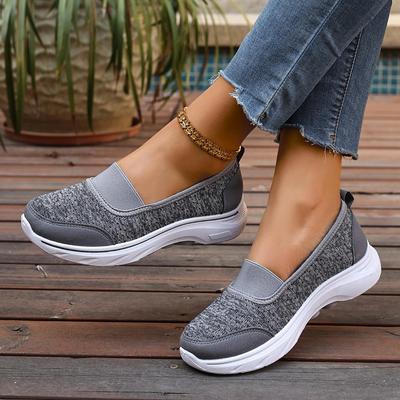 Comode Sneakers Slip-On Nere e Grigie da Donna Punta Tonda Scarpe Casual con Suola Spessa Bianca in PVC per Autunno Uscite Quotidiane per il Tempo Libero