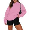 Damen-Sweatshirt mit Rundhalsausschnitt, übergroß, langärmelig, lässig, locker sitzender Kordelzug