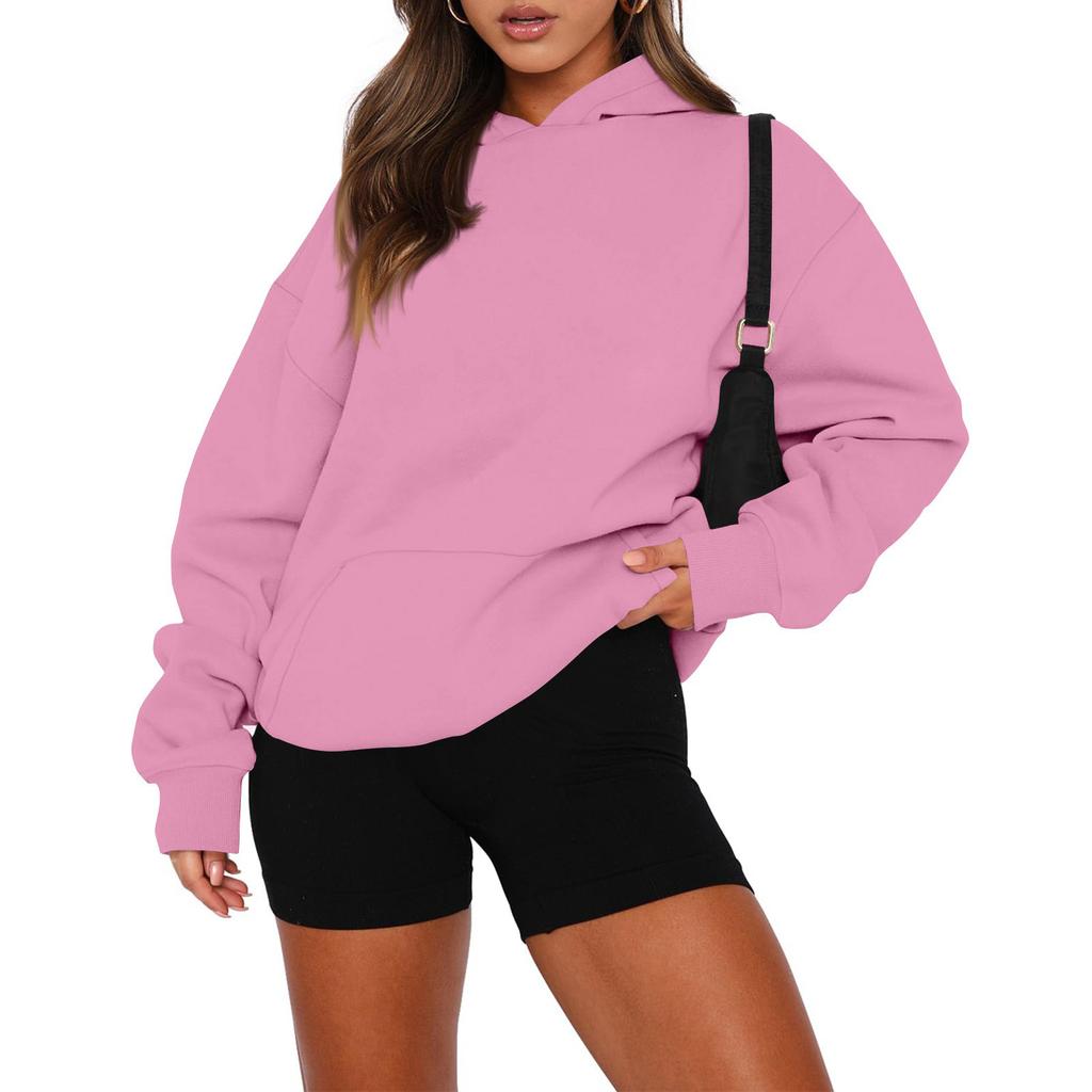 Damen-Sweatshirt mit Rundhalsausschnitt, übergroß, langärmelig, lässig, locker sitzender Kordelzug