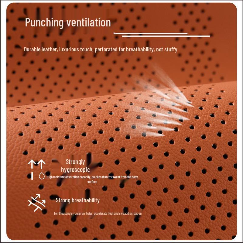 Universales Leder-Autositzkissen mit Beinstütze – Perforiert, Atmungsaktiv, Ganzjahresdesign