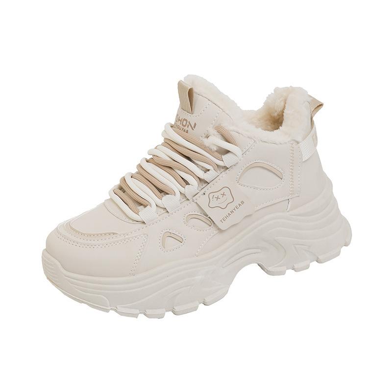 Флисовые туфли женские кожаные хлопковые туфли зимние новые высокие теплые маленькие 35