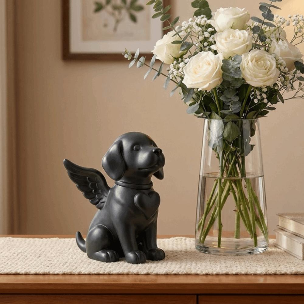 3D Printed Angel Dog Statue Smooth Surface Pet Memorial Statue Home Desktop Decor