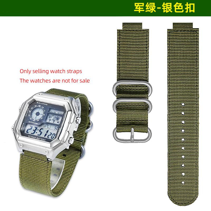 Nylon-Canvas-Uhrenarmband für Casio AE1200 AE1300 A158W/A159 A168 W-218H DW-H5600 Armband konvexe Aufnahme Herren Outdoor-Sport Armband