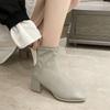 thick heel square head short boots women's thin boots autumn and winter new soft leather soft sole Martin boots British versatile bare boots