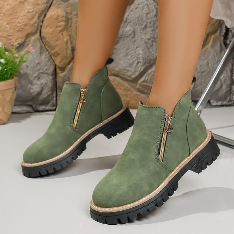 Damen Übergröße Retro Klobige Sohle Martin Stiefel Neu Herbst & Winter Seitlicher Reißverschluss Stilvolle Stiefeletten