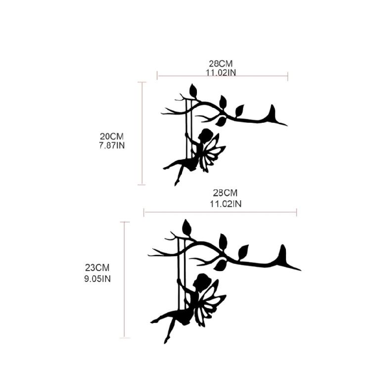 Metal Art Silhouette Tree Hanging Swinging Fairy Indoor Outdoor Home Garden