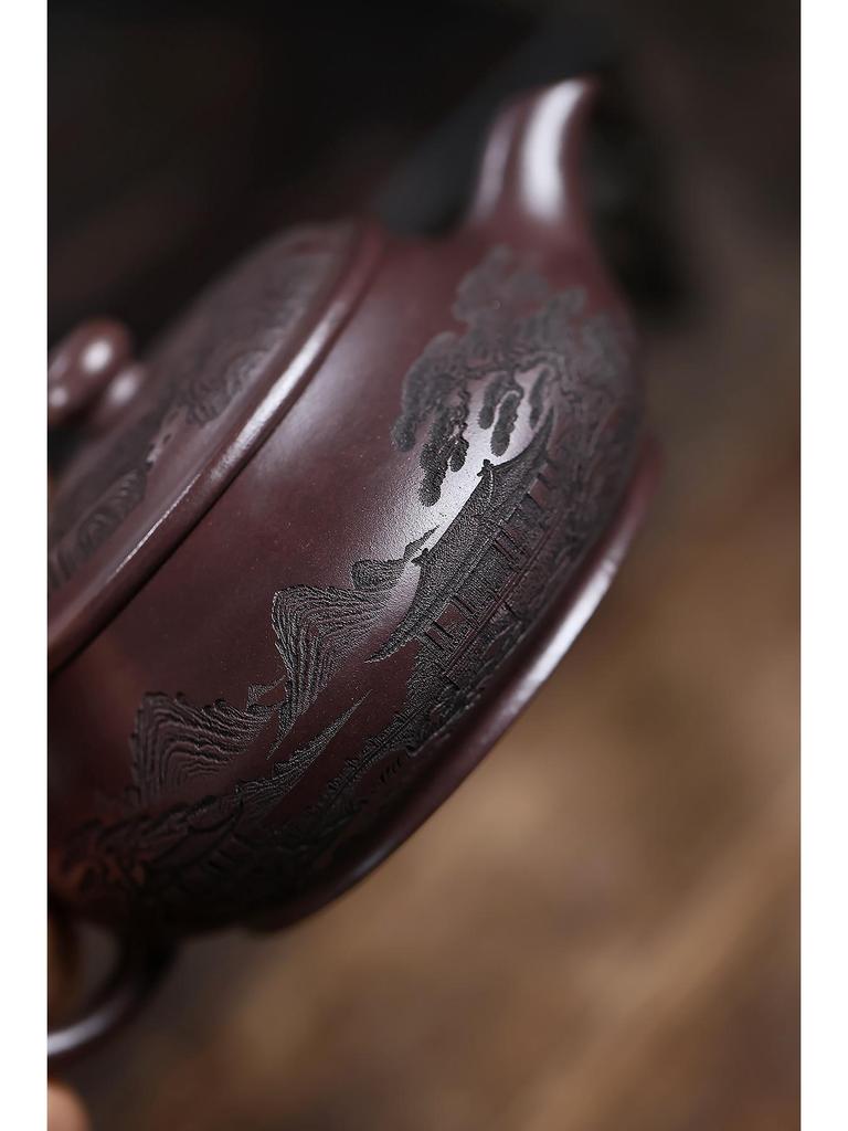 Minglu Yixing Zisha Teapot - Handmade Original Ore Yellow Clay by Famous Artist. Exquisite and Elegant Utensil.
