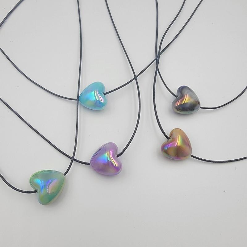 Sweet Heart Pendant Necklace Silver Heart Necklace Fashion Jewelry Women Y2K Gradient Heart Choker Fashion Decoration