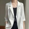 Summer Women Lapel 3 4 Sleeve Single Button Casual Office Blazer
