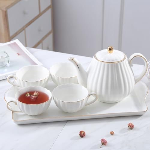 OUNONA Ceramic Teapot, Heat-Resistant, Nordic Style, White, 800ml Capacity, Perfect for Afternoon Tea, Restaurants, Offices, Home Use, and Commercial