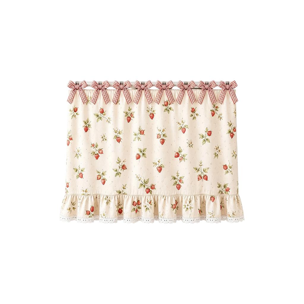 Farmhouse Kitchen Oven Skirt 78x55cm Decorative Ruffled Edge Oven Cover with Bow Tie Top for Rustic Style Kitchen Window Treatment