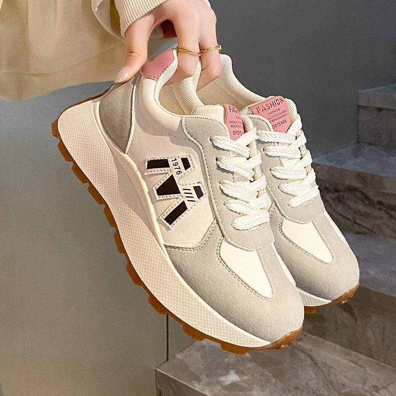 

2025 spring and autumn new Korean version ins trendy girl student lace-up sports running sports versatile casual dad shoes 35 серый