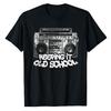 Keeping It Old School - Vintage Boombox Graffiti T-Shirt Rap Music and Breakdance Lover Graphic Tee Retro Style Grandpa Mama Top