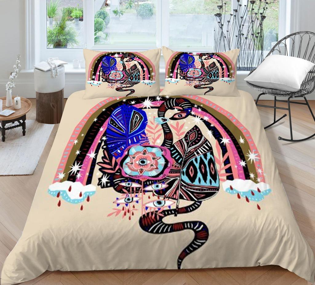 Heim-Bettwäsche 3D Böhmischer Druck Bettwäscheset Kissenbezug Bettdecke Bettbezug Tagesdecke Bettwäsche