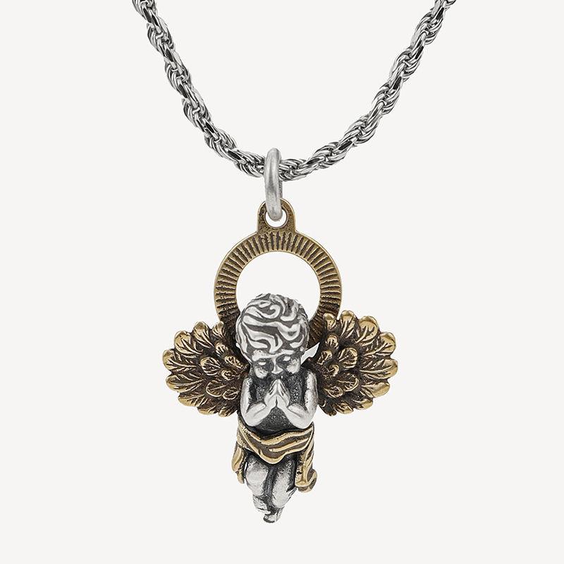 Silver-Plated Cute Pet Cat Wings Animal Pendant Necklace Women's Personalized Fashion Jewelry Couple Gift