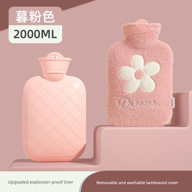 Hot Water Bottle, Thickened Explosion-Proof Hand Warmer, Small Hand Warmer Bag, Women's Belly Warmer, Plush Hot Compress Water Bag