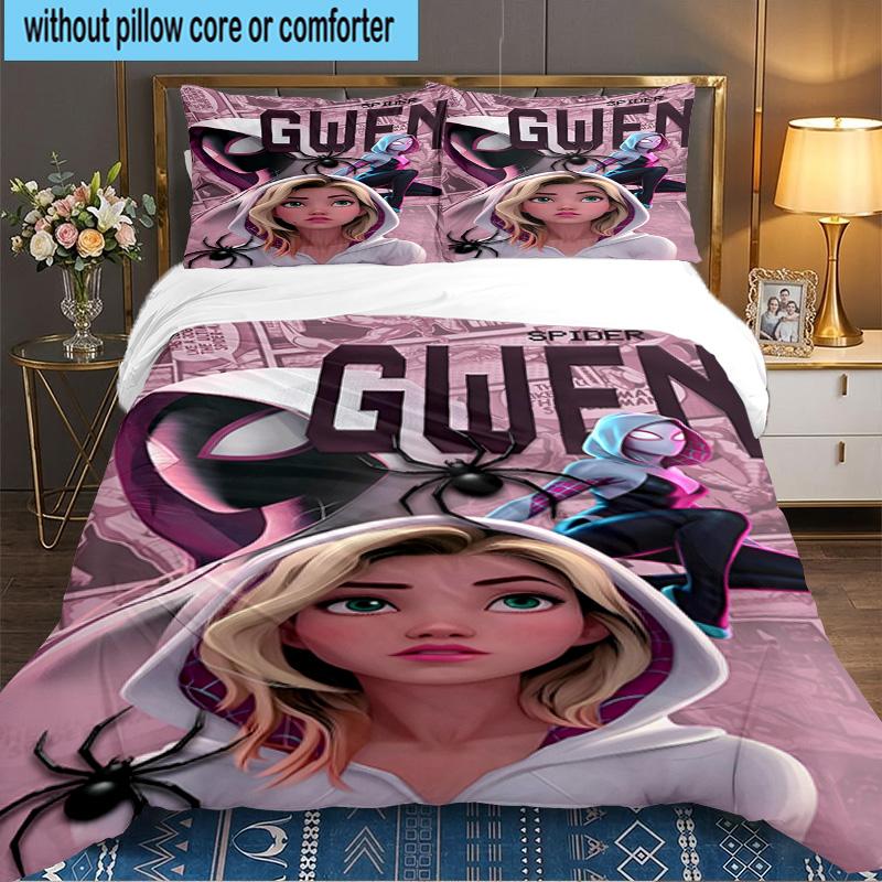 Into The Spider-verse 3-teiliges Bettwäsche-Set, Ideal für 1 Bettbezug und 2 Kissenbezüge, Perfekt als Geschenk für Fans, Ideal für Schlafzimmer, Studentenwohnheim