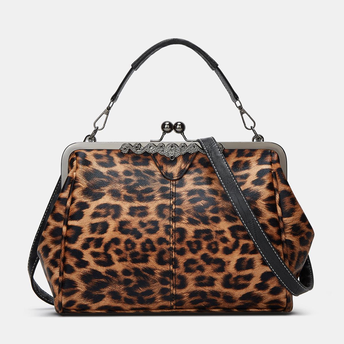 

Autumn 2025 Leopard Print Handbag - European & American Style Tote with Lock Design коричневий/чорний