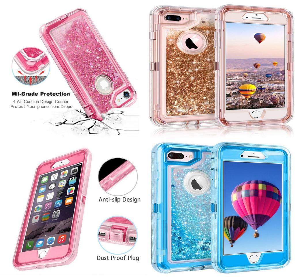 Defender Shell Shockproof Quicksand Glitter Liquid Case For Iphone 678px