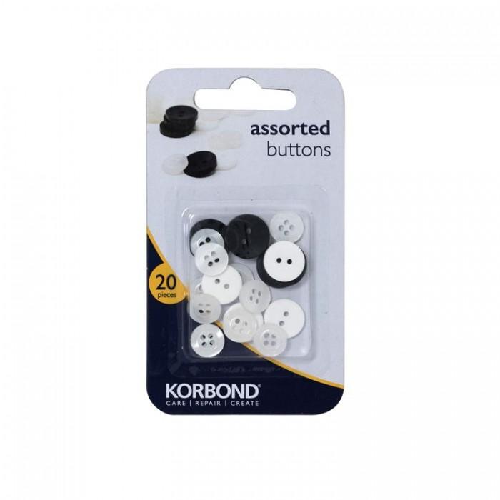 Korbond Assorterte knapper 20 stk