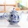 123Arts Blue and White Ceramic Small Tea Pot Retro Flower Teapot Water Pot Coffee Pot with Lid, 500ml,16.5oz