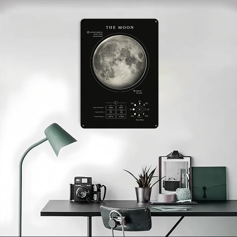 The Moon Printed Poster Customized Wall Art Retro Vintage Metal Tin Signs for Room Bedroom Decoration Gaming Office Decor House