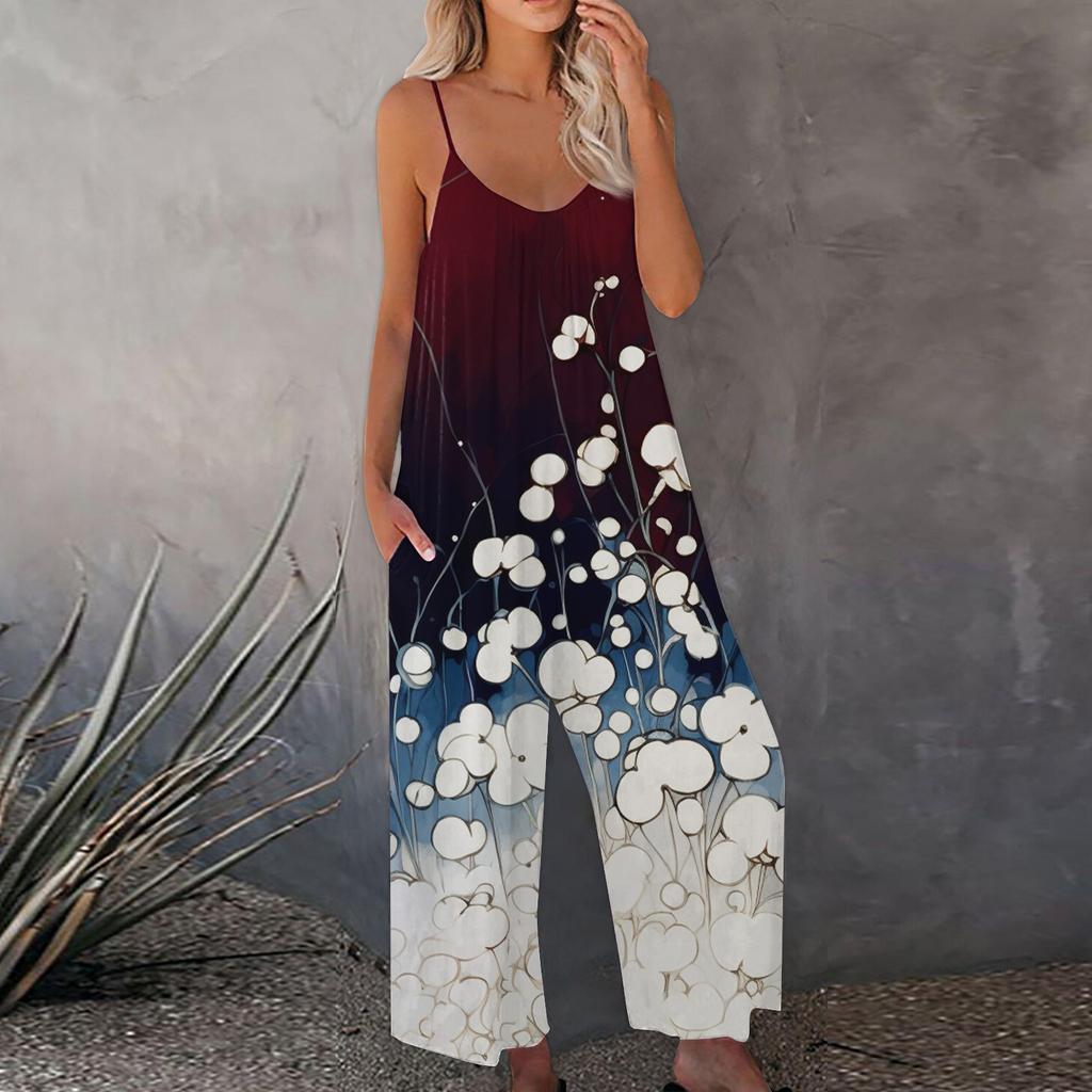 Dámský overal s potiskem Ležérní, volný, nastavitelný podvazkový overal