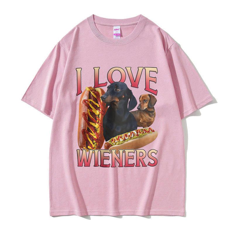 Kocham Jamniki Śmieszny Mem Koszulka Męska Vintage Moda Wysokiej Jakości Bawełniane Koszulki Unisex Codzienna O-szycie Ubrania Koszulka