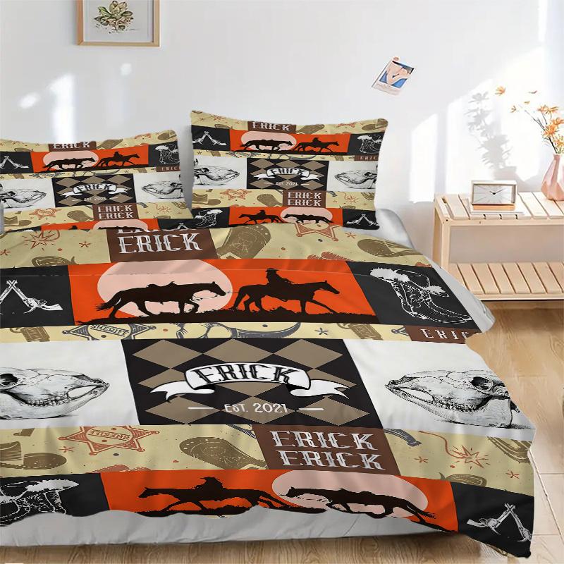 3pcs Western Adventure Bedding Set - 1 Soft Quilt Cover + 2 Pillowcases, Machine Washable - Suitable for All Seasons, Perfect Gift for Famil