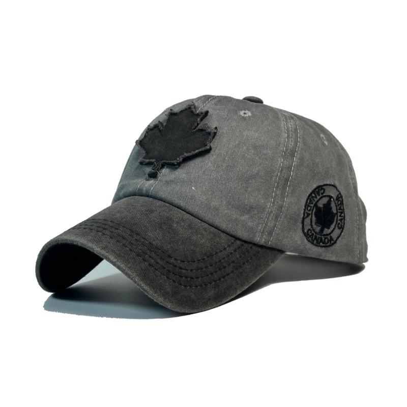 Maple Leaf Baseball Caps for Men and Women, Washed Cotton Duck Tongue Caps, Outdoor Pure Cotton Color Blocked Foreign Trade Hats