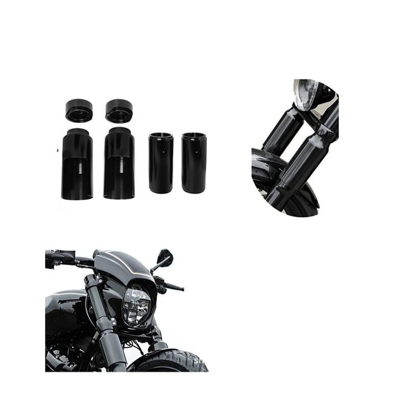 A28G-Motorcycle For-For -Davidson Street Bob 2018    Black Front Fork Cover Tube Cap Kit