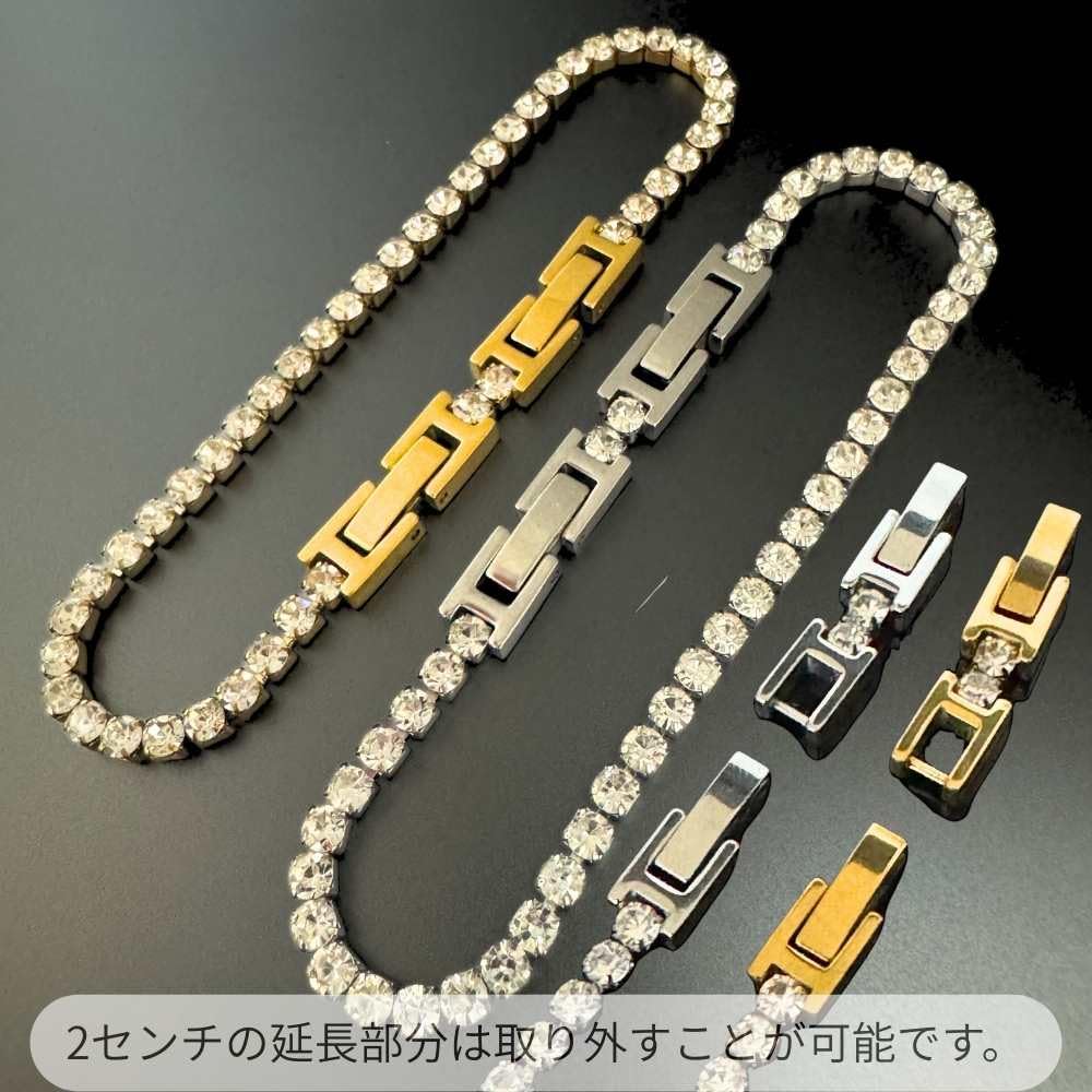 Galant Tennisarmband, Schlicht, Medizinischer Edelstahl mit Diamant und Zirkonia (Zirkonia), Hypoallergen, 18 Karat Gold, Vergoldet und Silber,