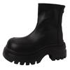 Fashion retro European and American round head thick heel thick sole thin boots women's 2025 autumn and winter new simple small Martin boots